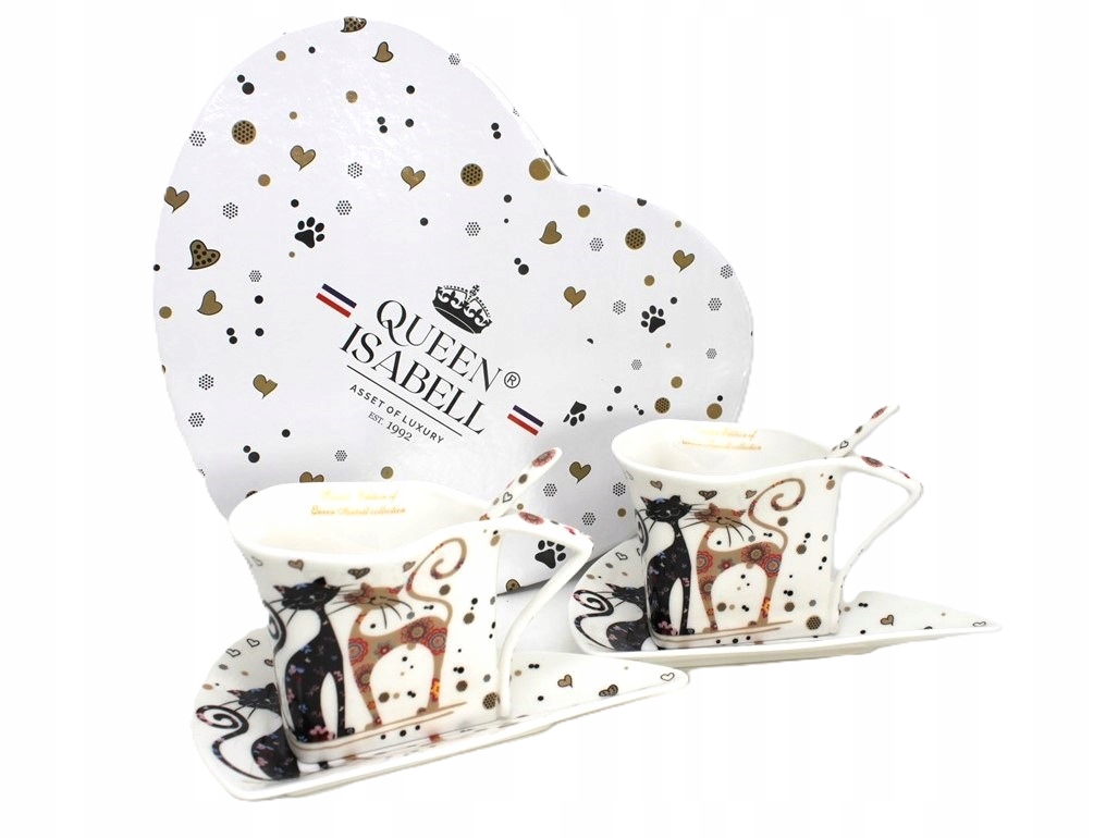 Filiżanki Koty 2szt 2 łyżeczki Kocie porcelana w kotki 180 ml
