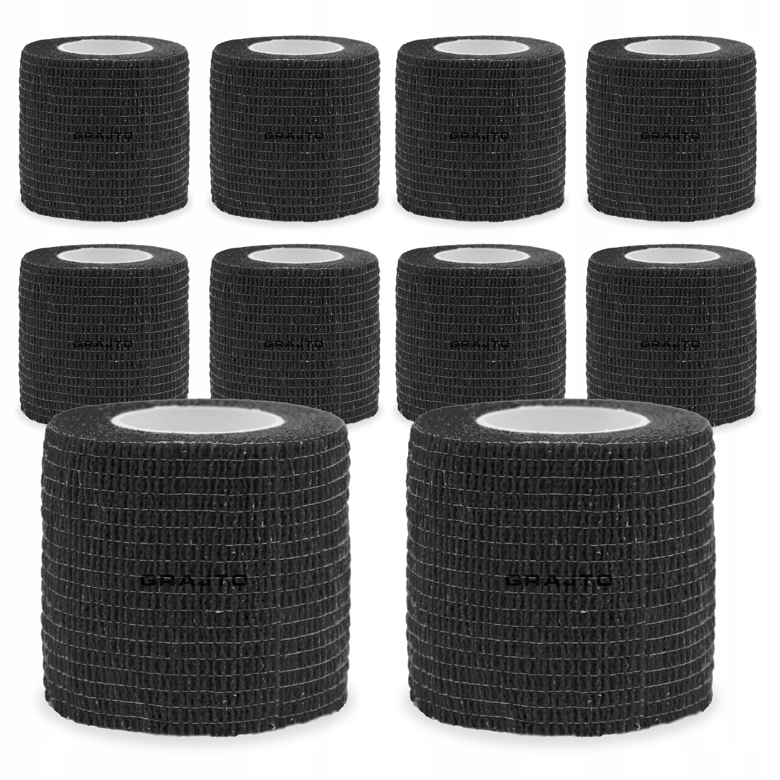 10x Bandaż Kohezyjny Samoprzylepny Elastyczny Taśma Do Getr Czarny 5cmx4,5m
