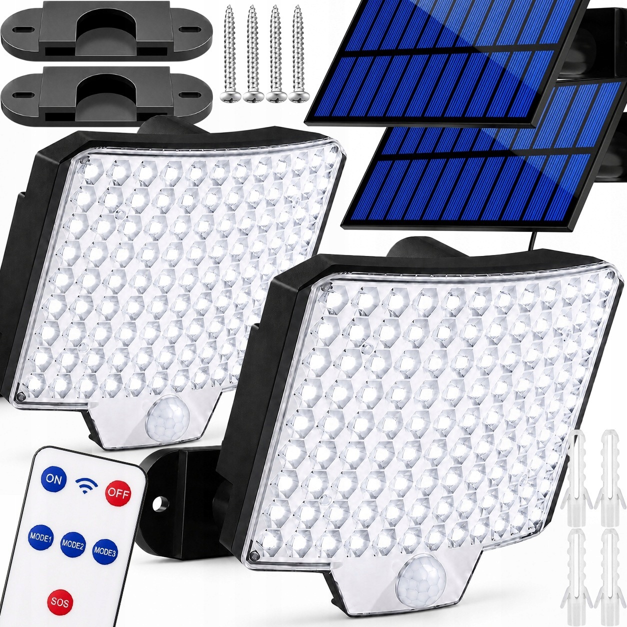 Solární Lampa 300W 160 Led s solárním panelem a dálkovým ovládáním a pohybovým senzorem