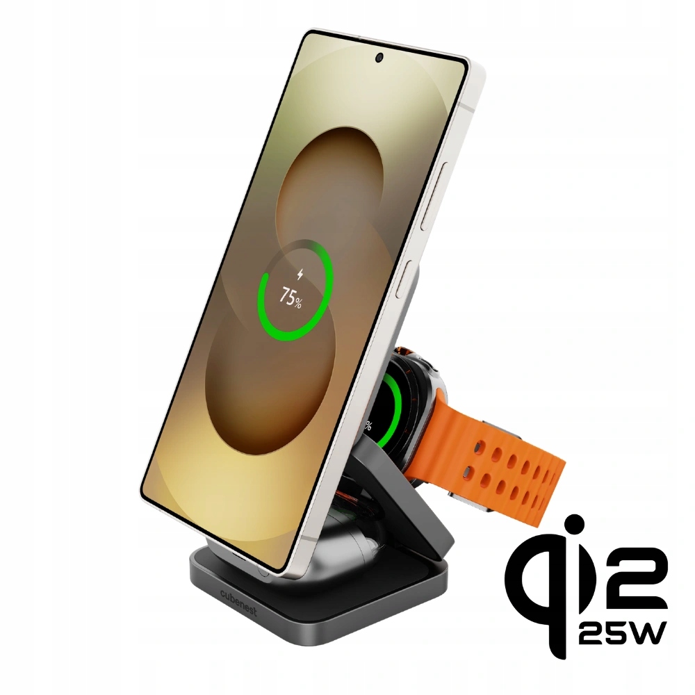 Cubenest 3v1 Qi2.2 Skladacia bezdr magnet nabíjačka SQS312 Pre Samsung Watch