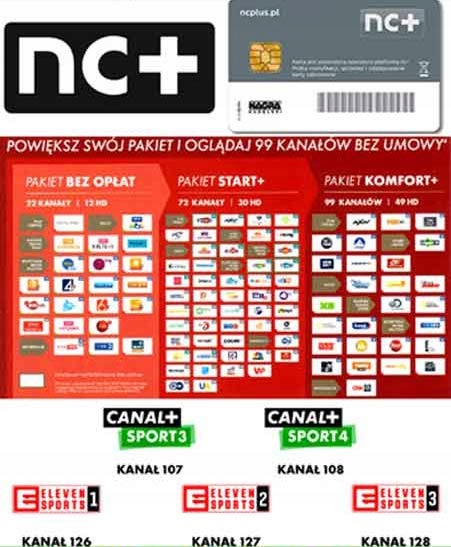 DOŁADOWANIE START+ Z KOMFORT+ CANAL+ SPORT + ELEVEN SPORTS NA 12 MIESIĘCY