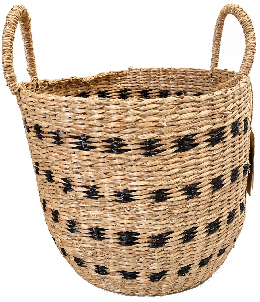 Kosz pleciony z trawy morskiej 32x27 cm boho na koce zabawki lub donicę