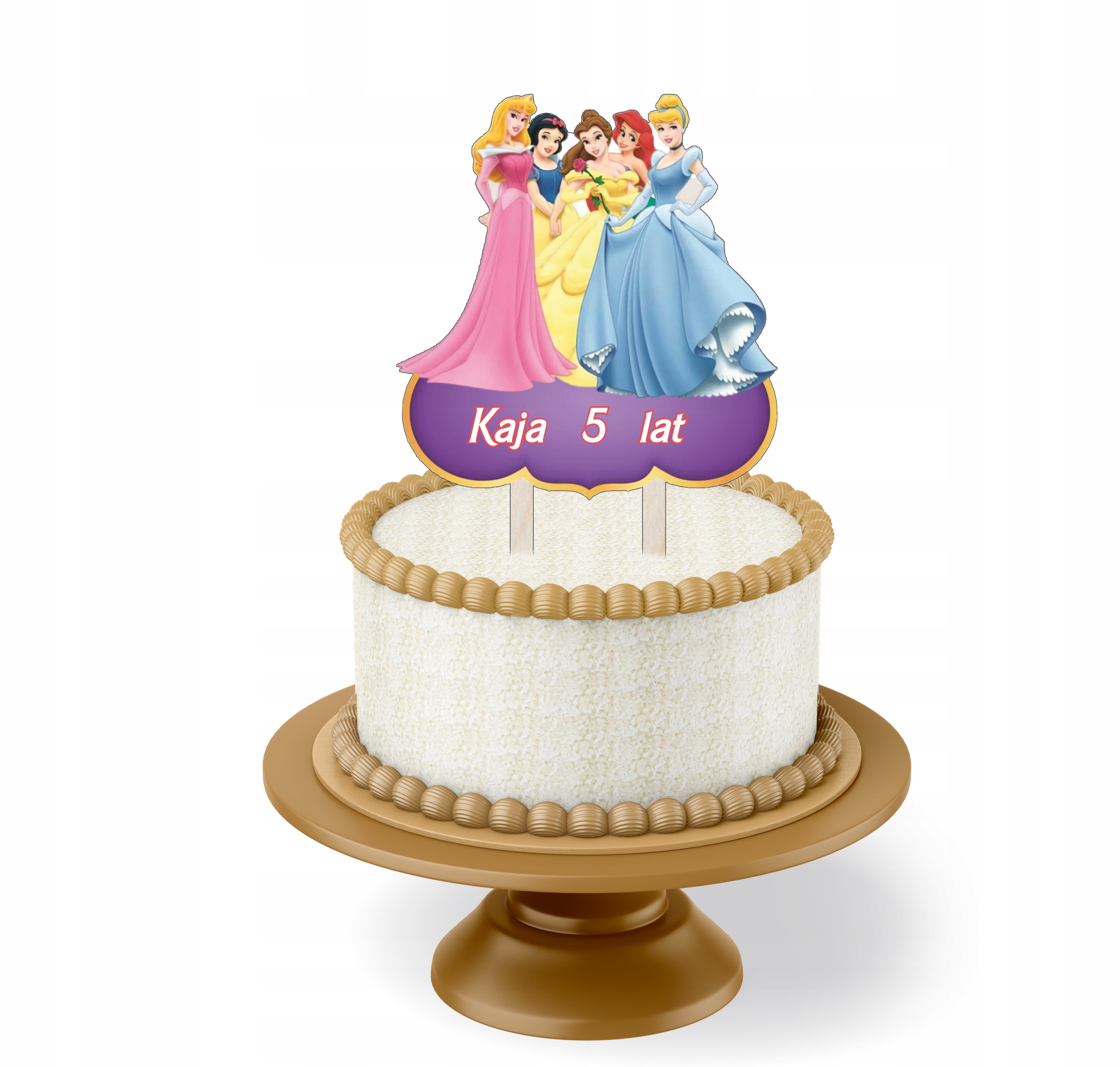 

Topper Na Tort Kolorowy Księżniczki+imie