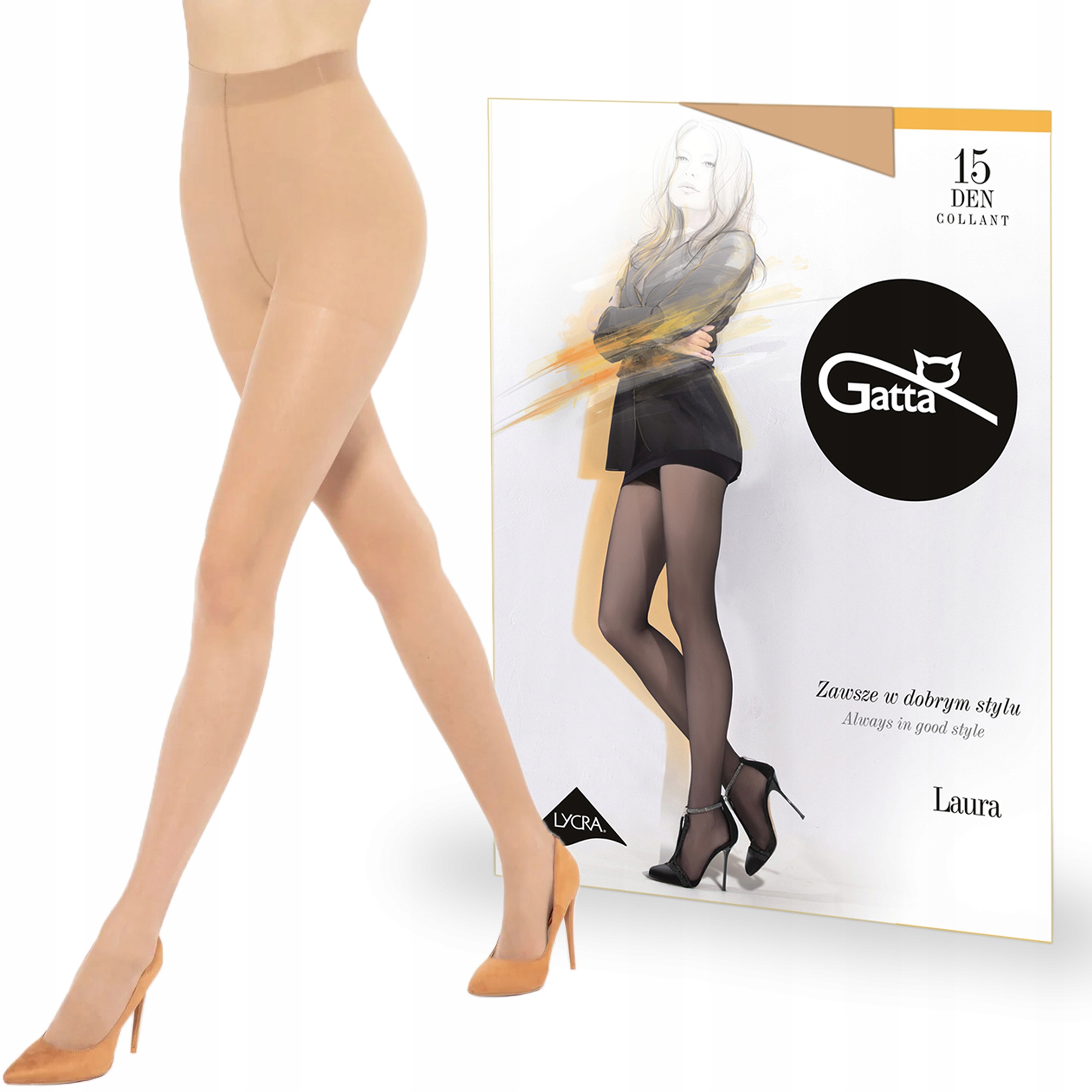 Rajstopy Gatta Laura 15 den lycra, Visone 5-XL