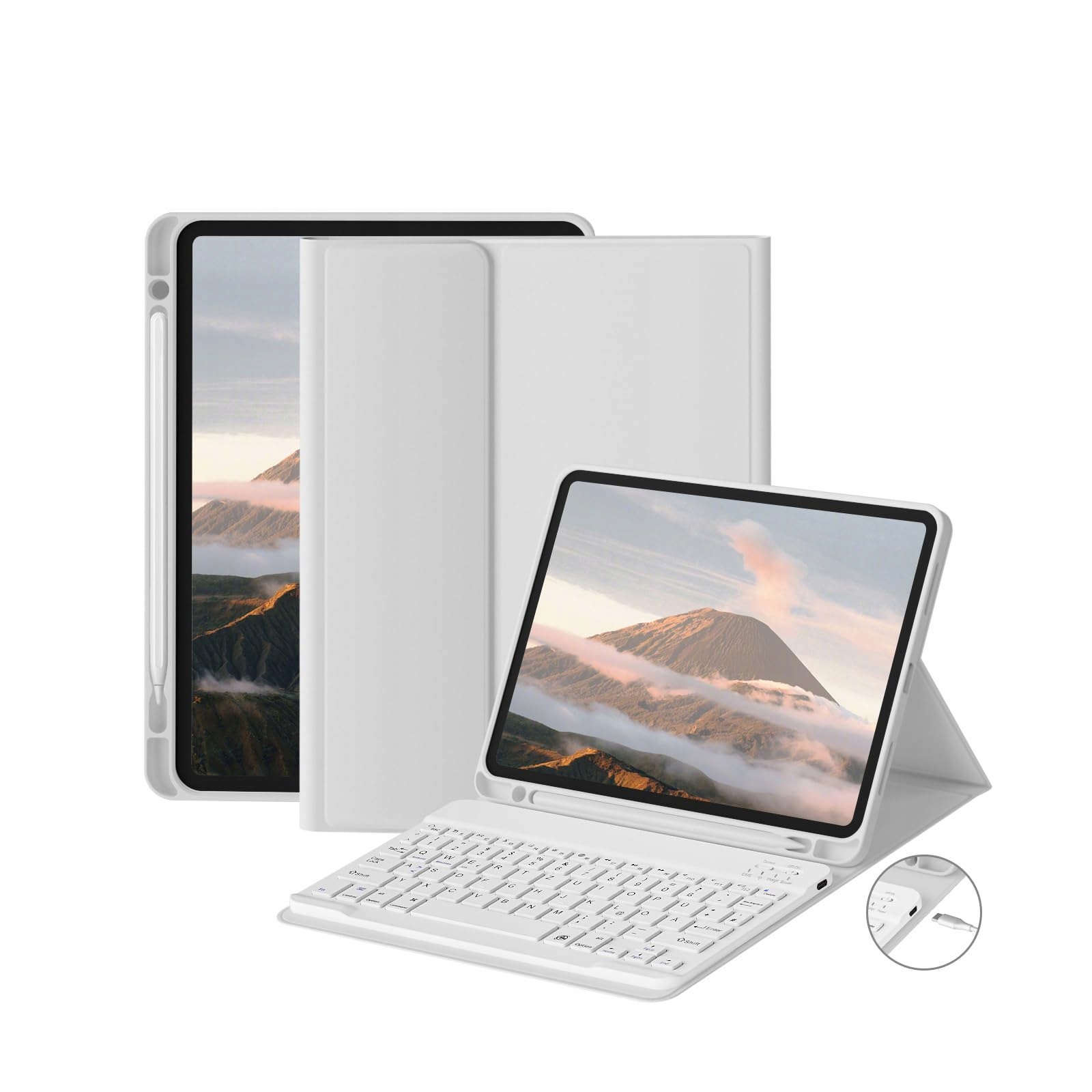 Etui z klawiaturą bezprzewodową Qwertz do i Pada Pro 11 cali De Jasnoszare