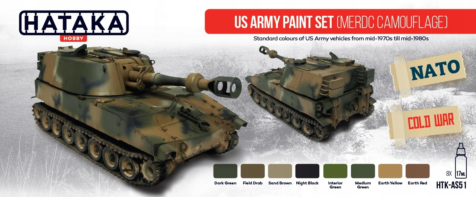 Sada barev Us Army kamufláž Merdc 8x17 ml Hataka AS51