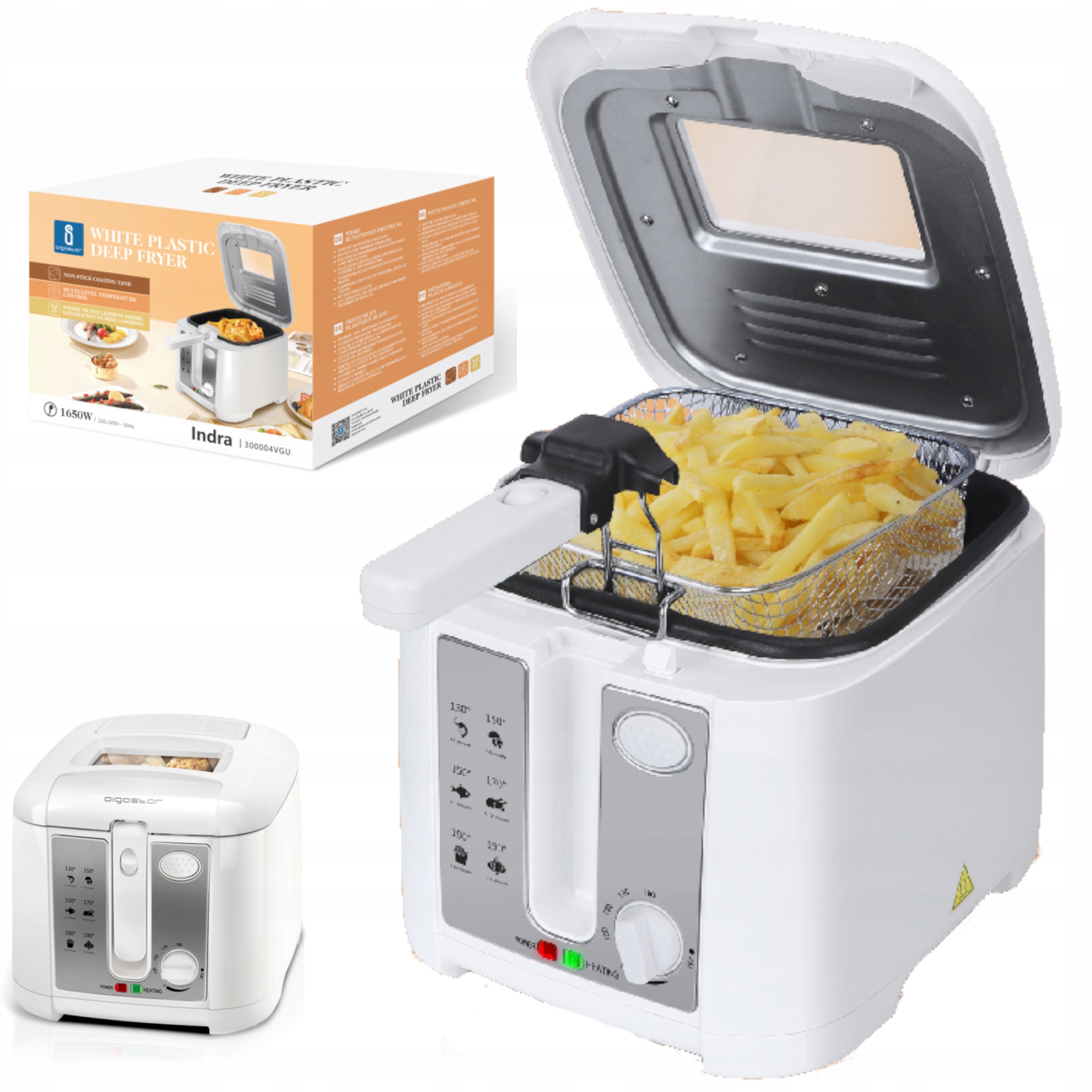 Biała Frytkownica Aigostar 1650W 2.5L Indra