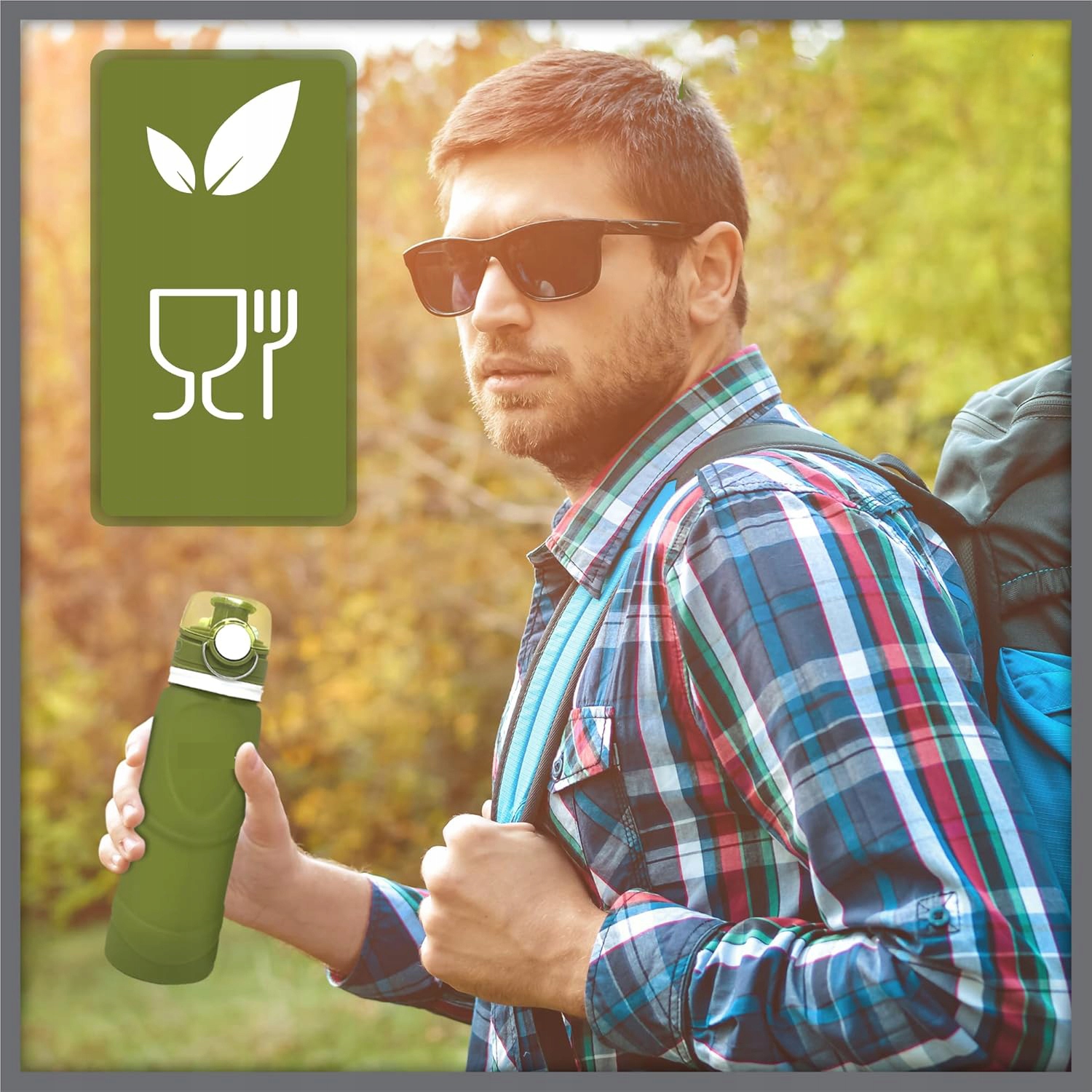 750ML SKŁADANA SILIKONOWA BUTELKA NA WODĘ DO PODRÓŻ KEMPING ZIELONY Marka inna marka