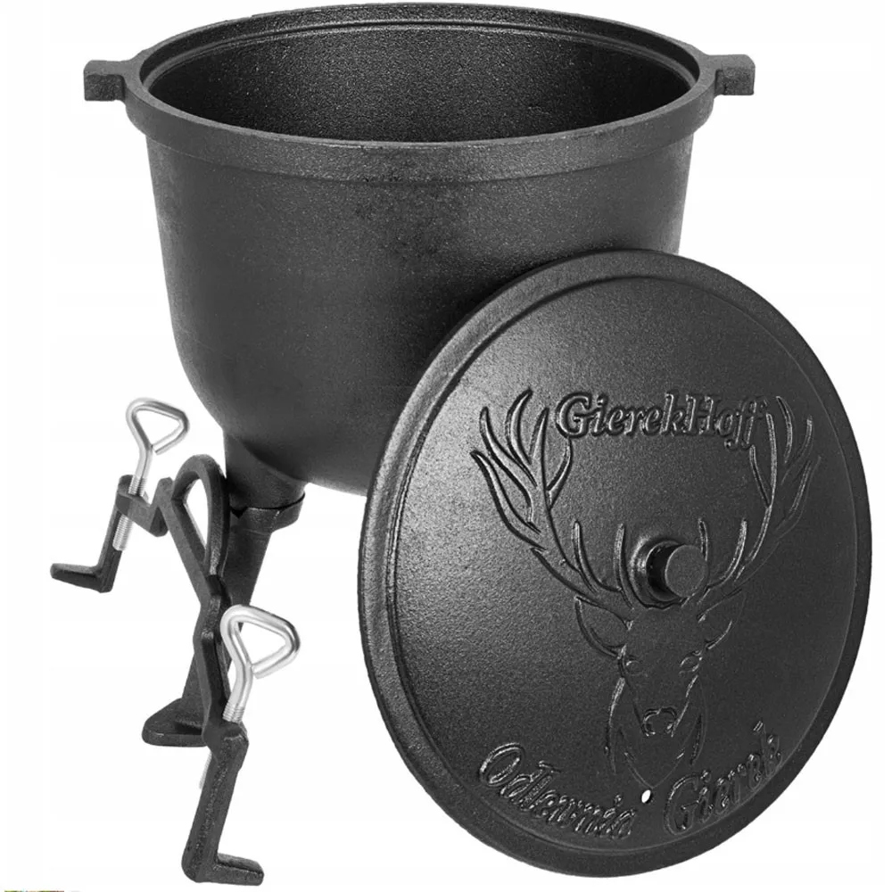 Litinový Kotlík 8 l Lovecký Hrnec Maďarský pečeně na oheň gril