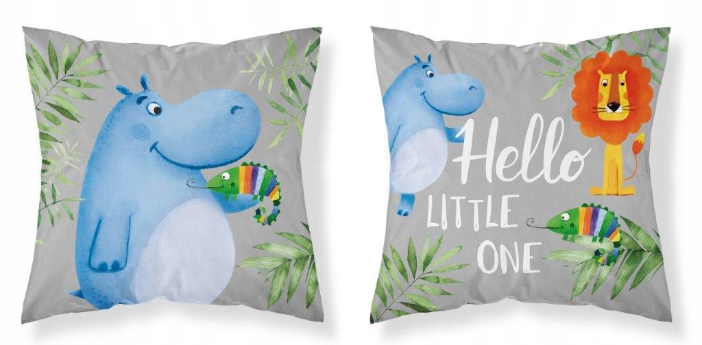 POSZEWKA DWUSTRONNA BAWEŁNIANA 40x40 HIPOPOTAM LEW KAMELEON ZWIERZĘTA