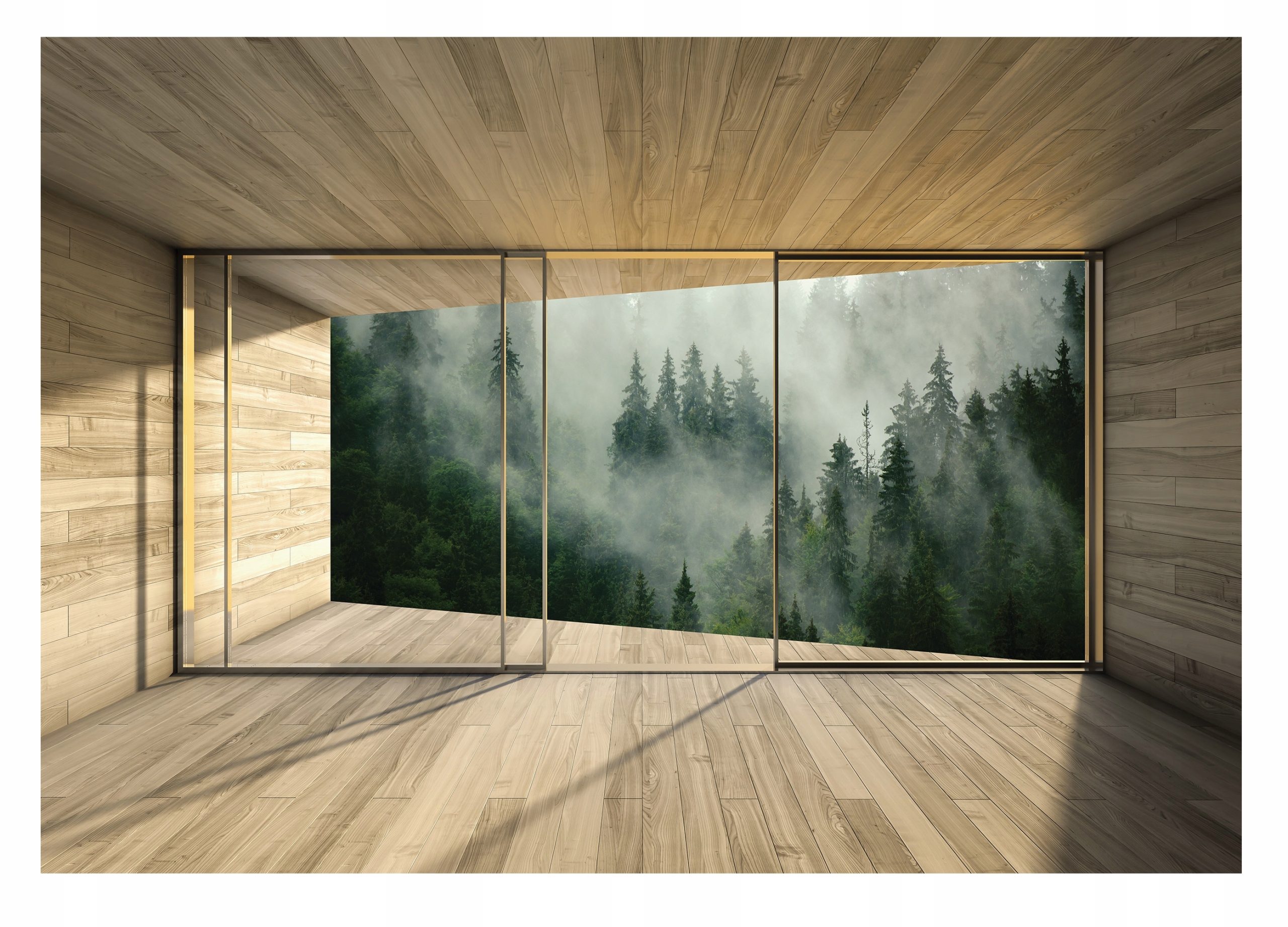 Fototapeta Pohled Z Okna 3D Mlžný les 416x254