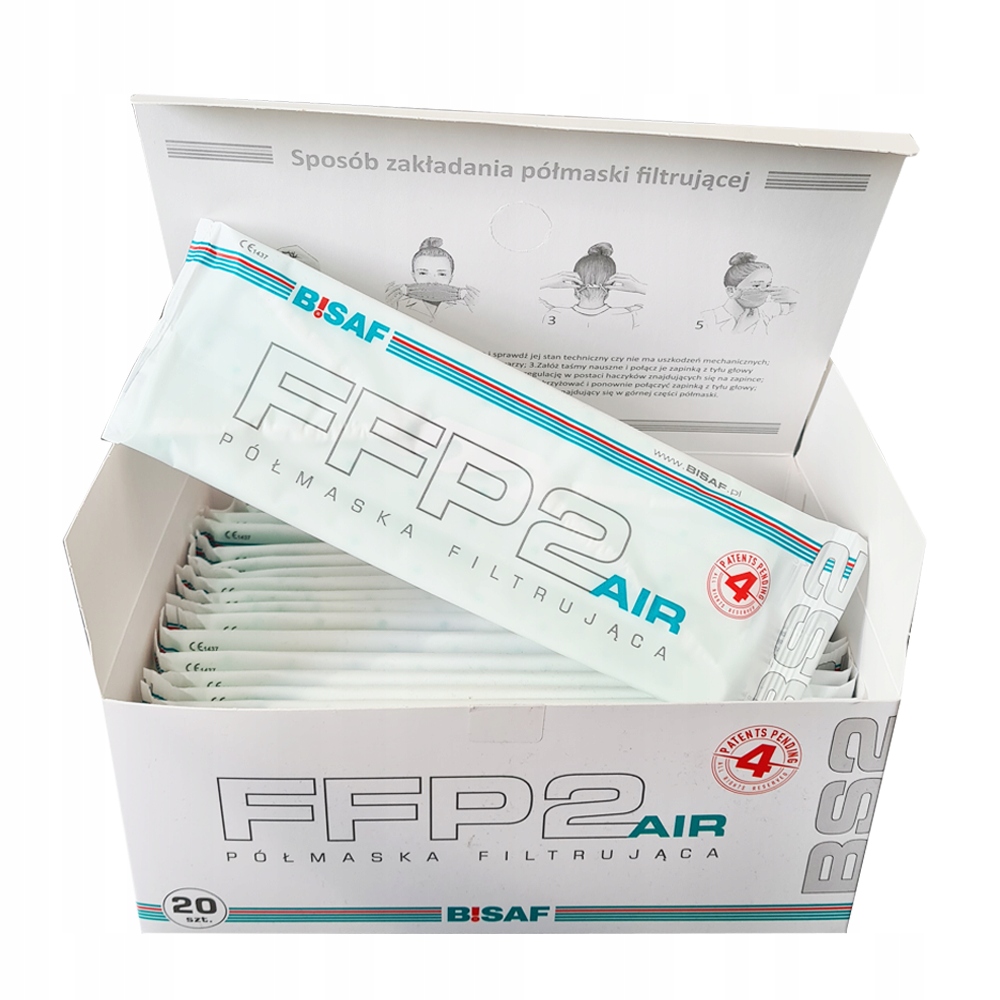 Maska Bisaf Półmaska Filtrująca BS2 FFP2 Nr Opak. 20szt