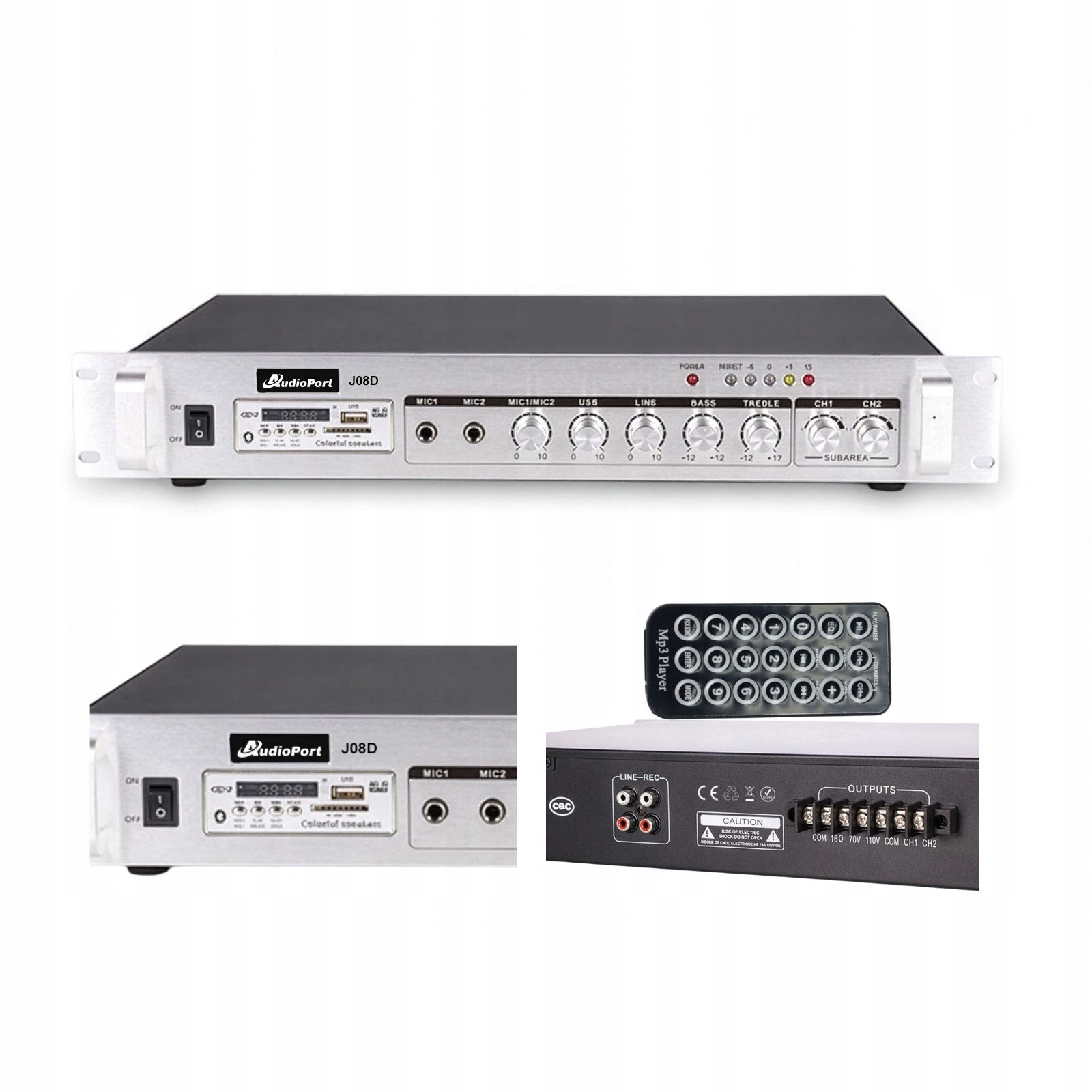 Wzmacniacz audio 80W/100V bluetooth USB SD FM pilot Audioport