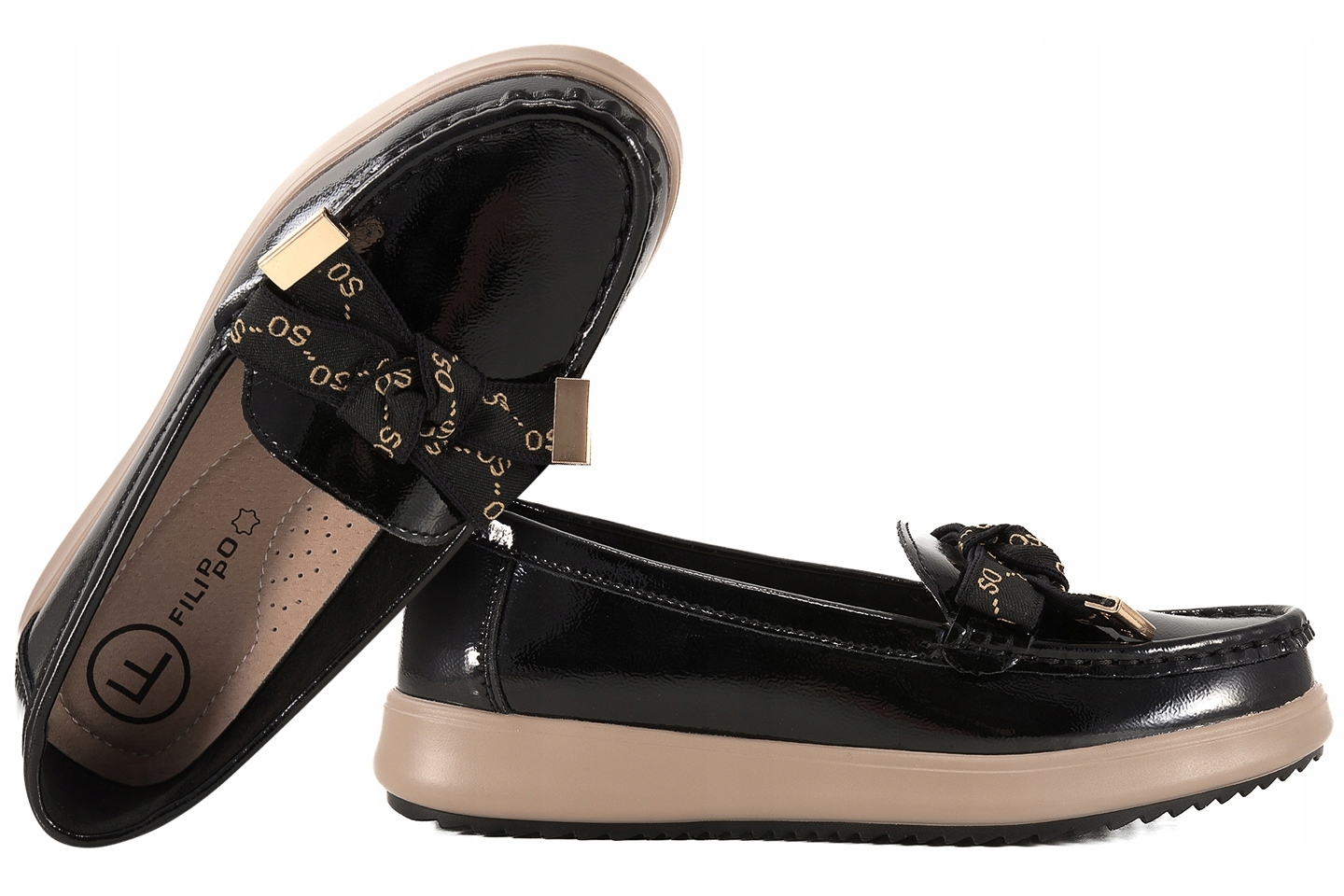 Filippo DP6457 Dámské Polobotky Mokasíny Kožené Lakované černé 37