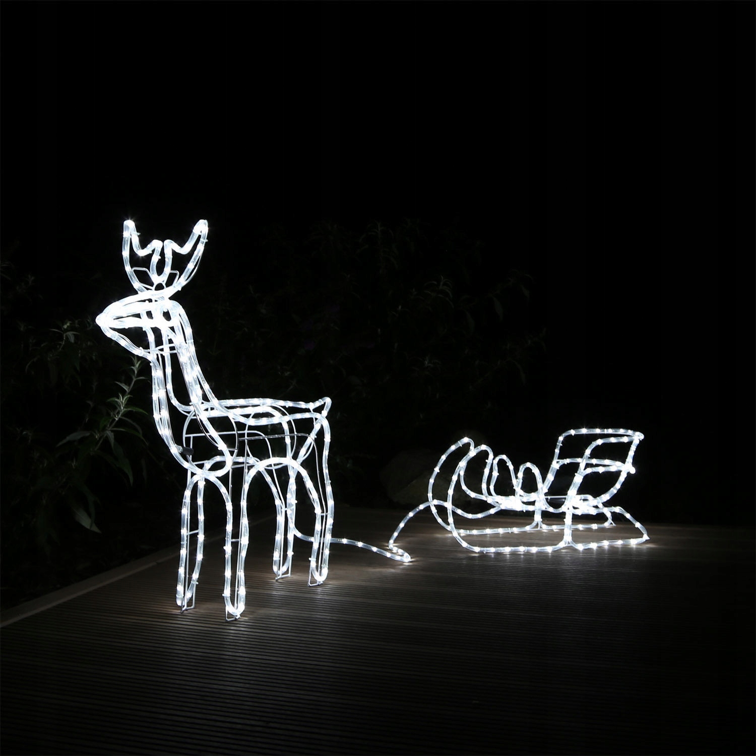 ZAPRZĘG RENIFER+SANIE ŚWIECĄCY LED 3D+ FLASH BŁYSK