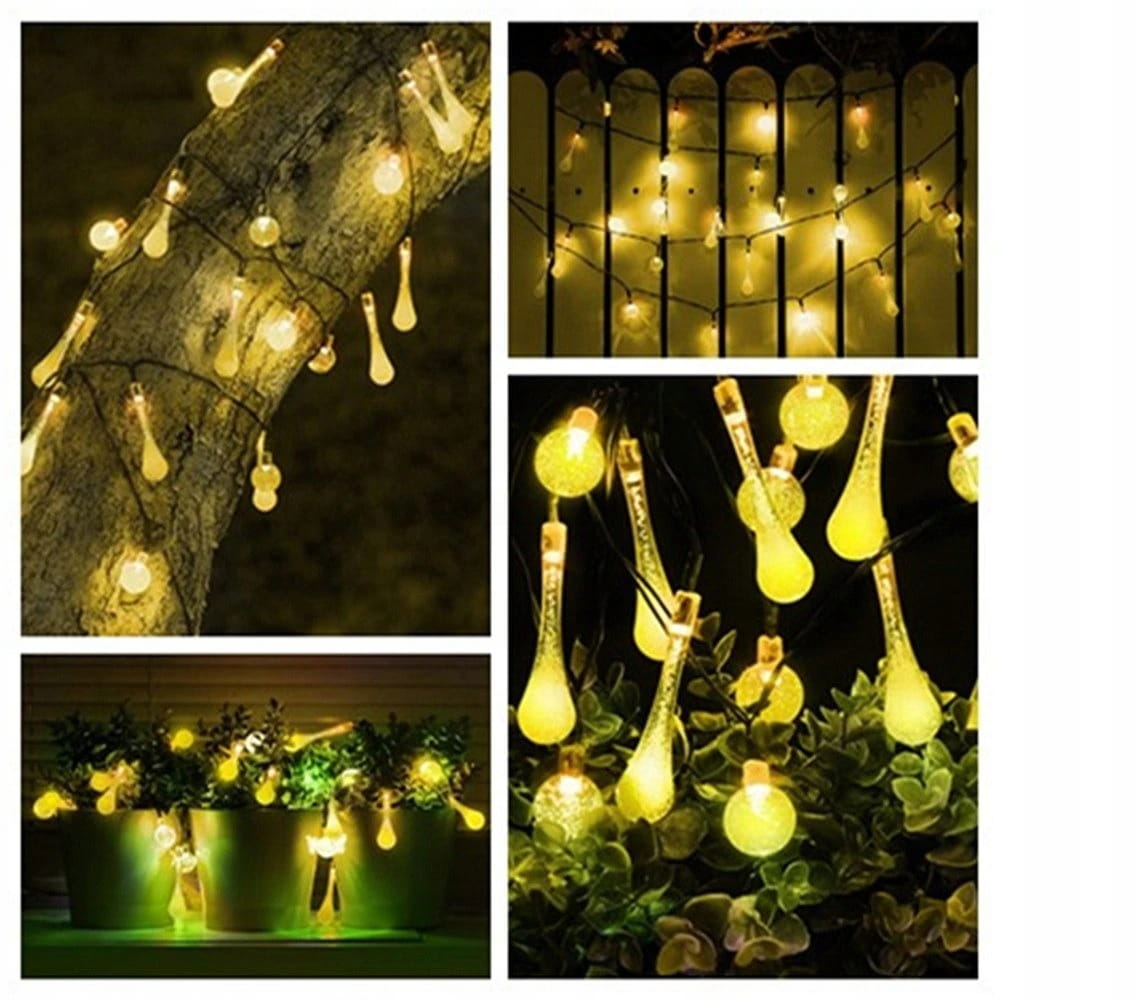 GIRLANDA OGRODOWA LAMPKI GIRLANDA SOLARNA 40 LED 6,5M CIEPŁE WISZACE SOPLE Długość 650 cm