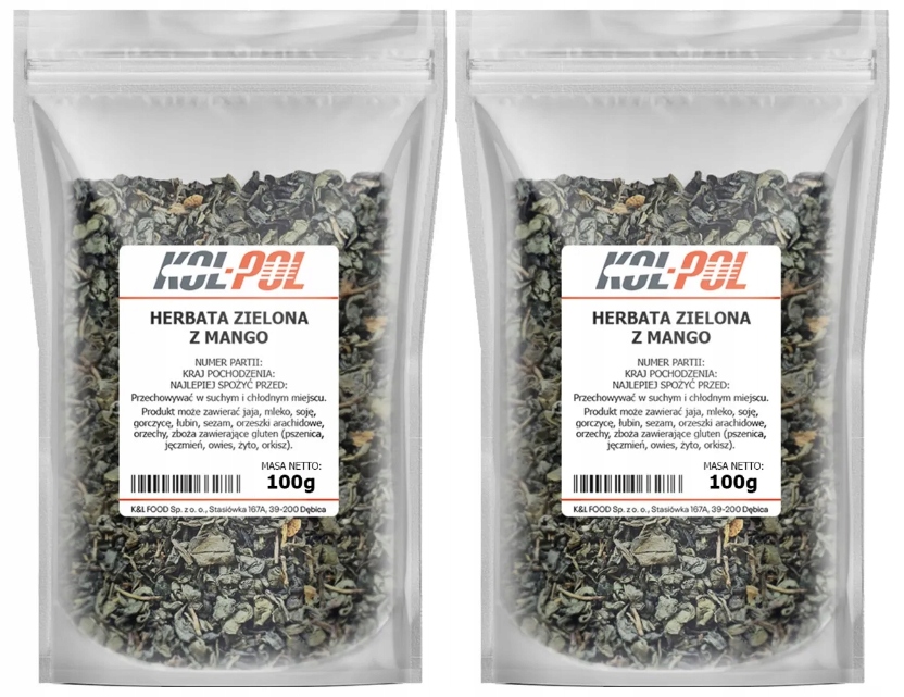 Čaj Zelený Mango 200 g Ovocný Listový přírodní sušený Kol-Pol