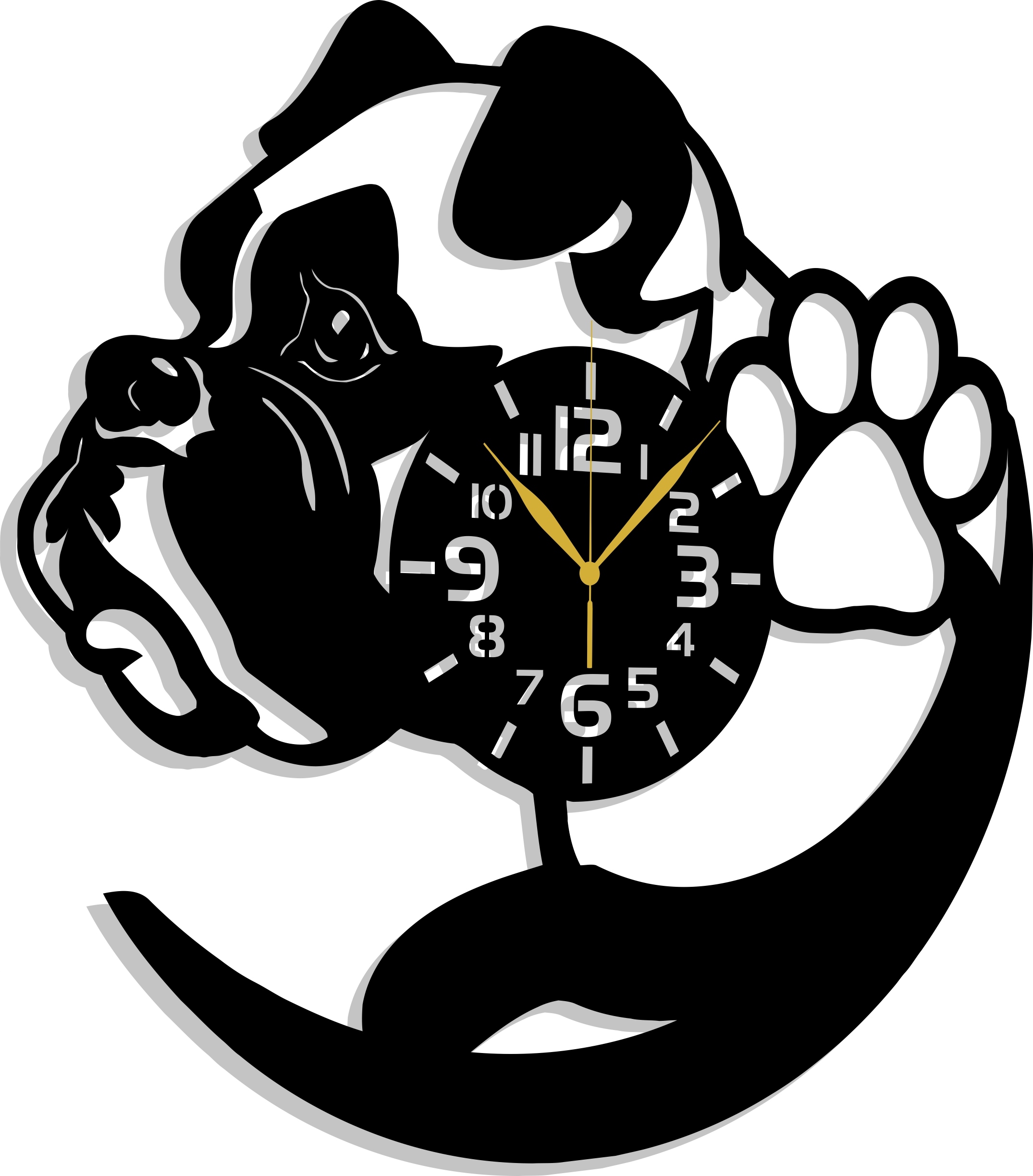 Hodiny Pes Boxer Plemene Psů Boxer 70 CM Dárek 3D