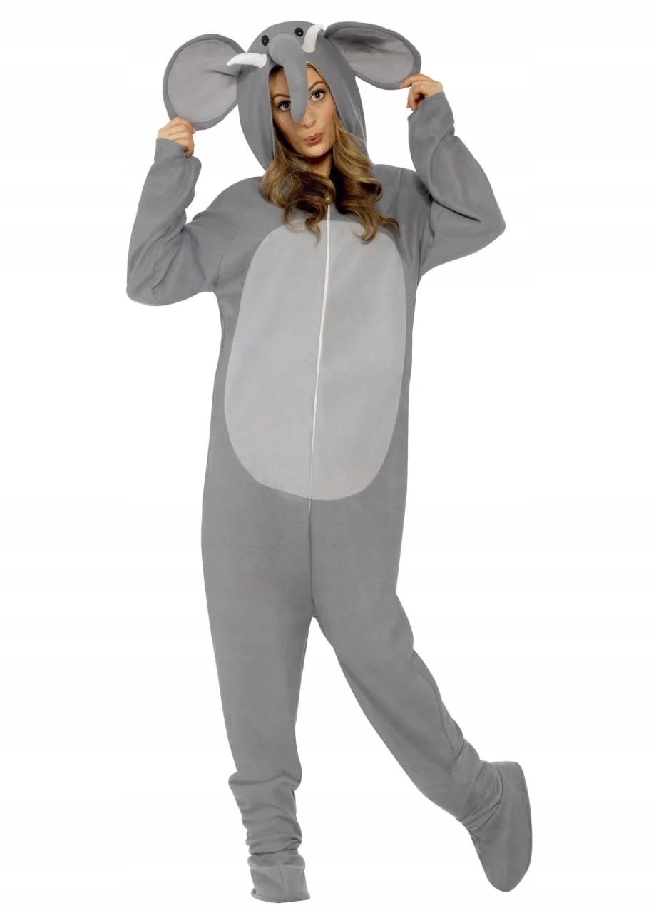 Kigurumi Slon Overal Kombinéza Slon Šedý Pro Dospělé L