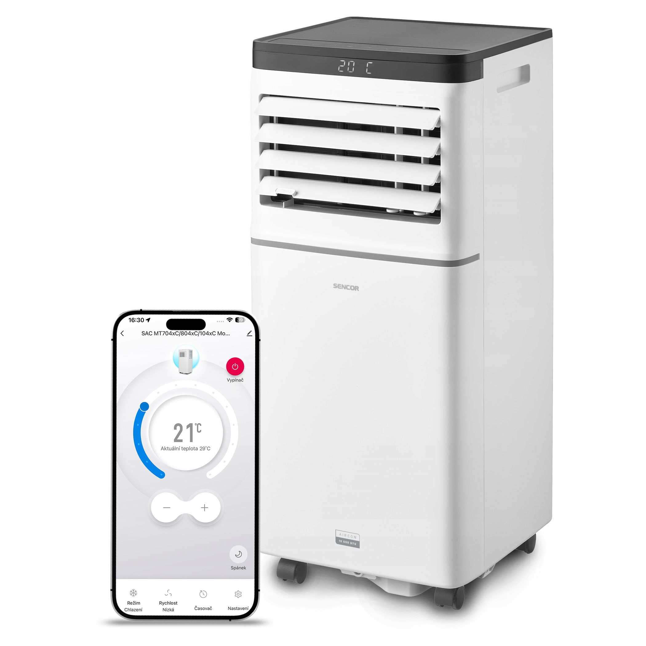 Klimatyzator Przenośny z Wi-Fi Sencor Sac MT1042C Timer Pilot 3 Tryby