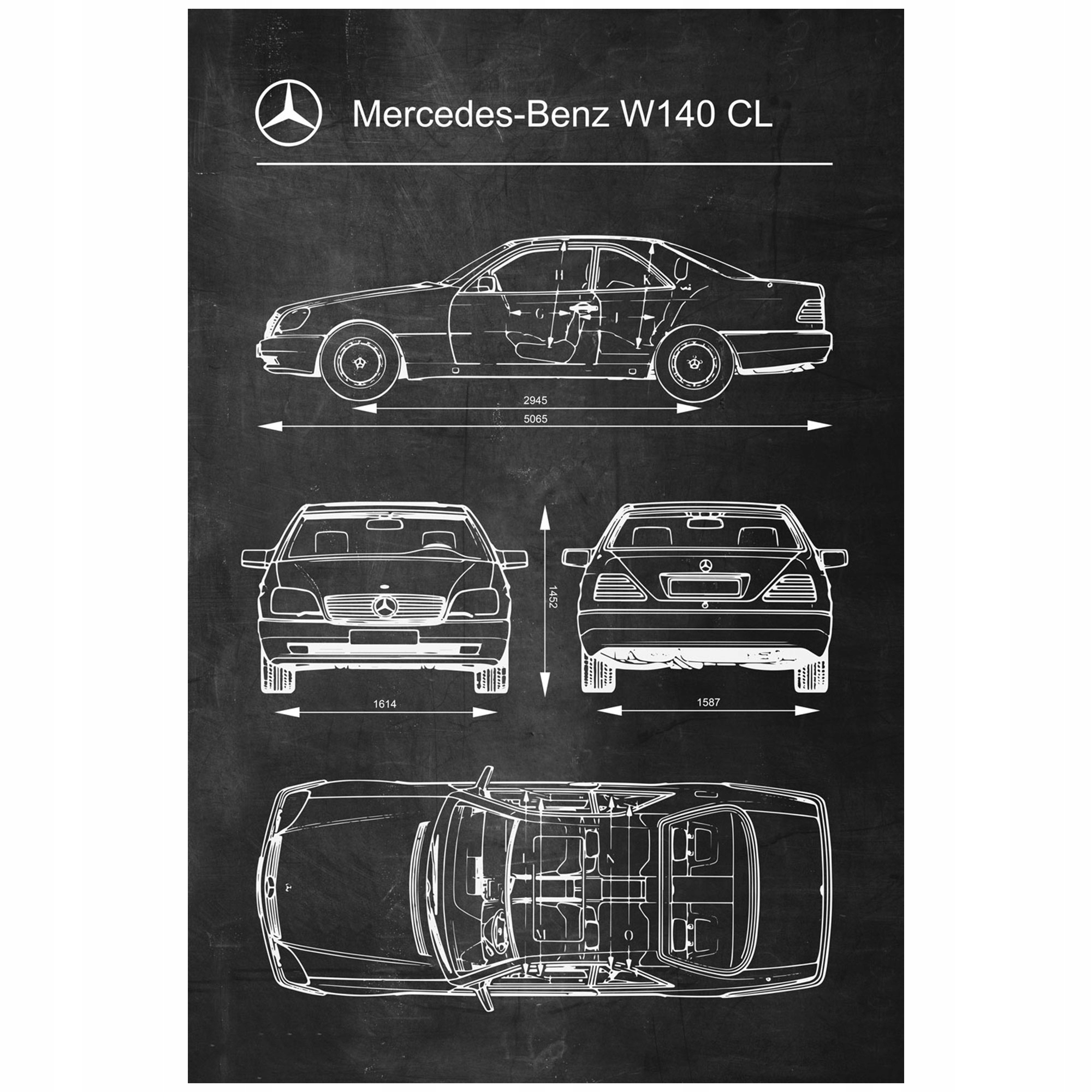 

Plakat Mercedes-Benz W140 CL Retro Schemat A1+