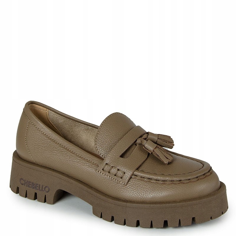 Chebello 2821 Béžová Taupe Kožené Mokasíny 38