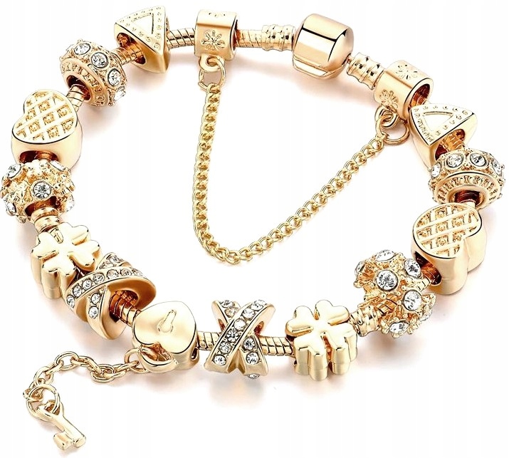 

Bransoletka modułowa charms złota serduszko boho