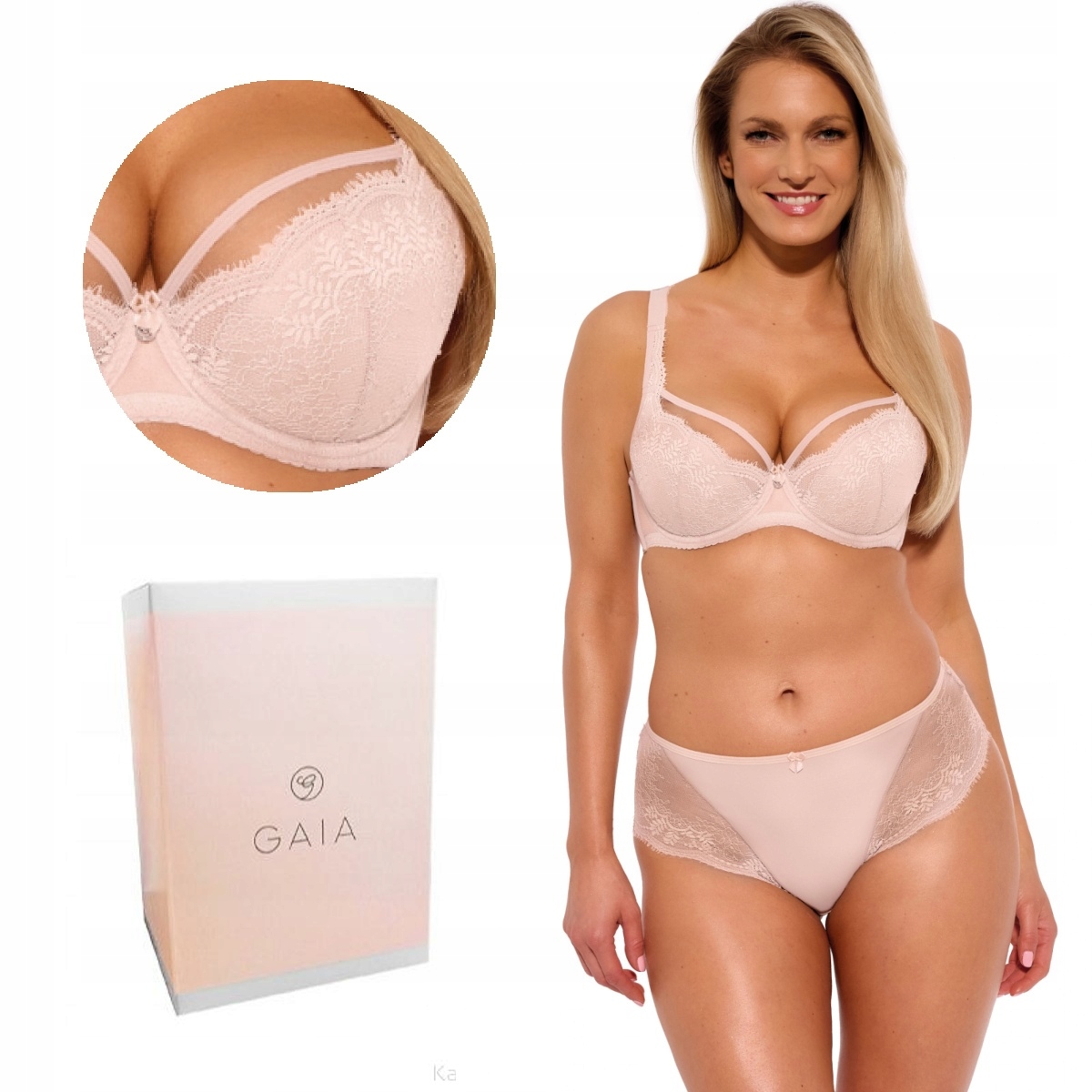 Podprsenka s krajkou Gaia Semi-Soft Elin 1263 polovyztužená perleťová 65H