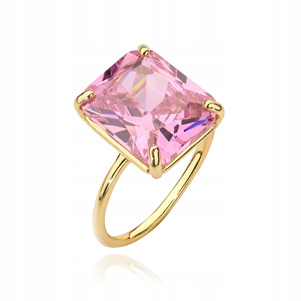 Stříbrný Prstýnek ryzost 925 Velký Zirkon Růžový Křišťál vel.12