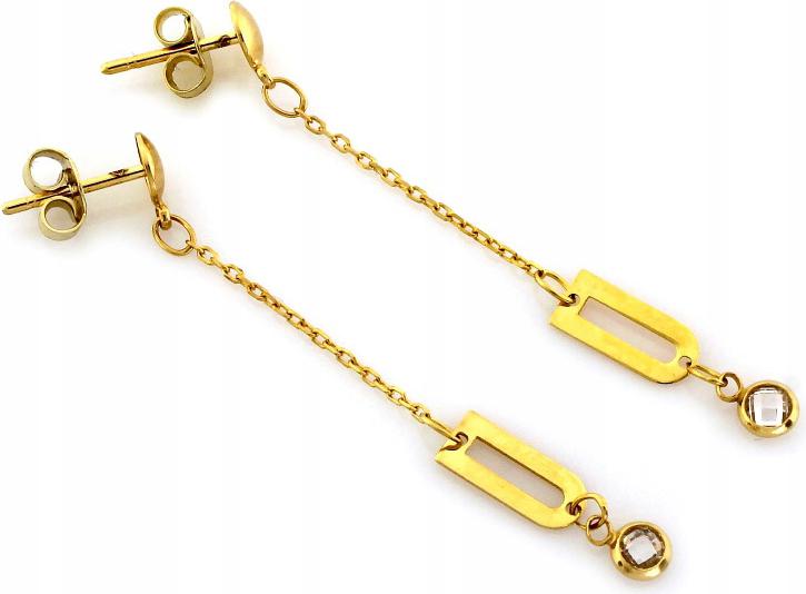 Zlaté náušnice 585 se závěsnými prvky 1,30 g elegantní pro ni 14k