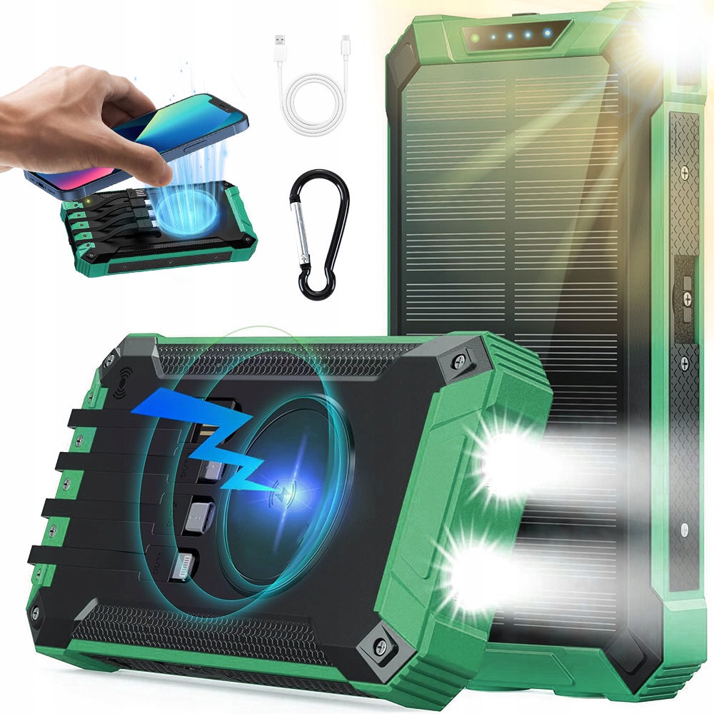 Powerbanka Solární Nabíječka 26800 Mah 15W 7XUSB S 2XLED Svítilnou Voděodolná