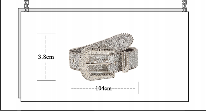 PREZENT NA URODZINY PASEK Y2K Z DIAMENCIKAMI KRYSZTAŁKI VINTAGE Długość bez klamry 10 cm