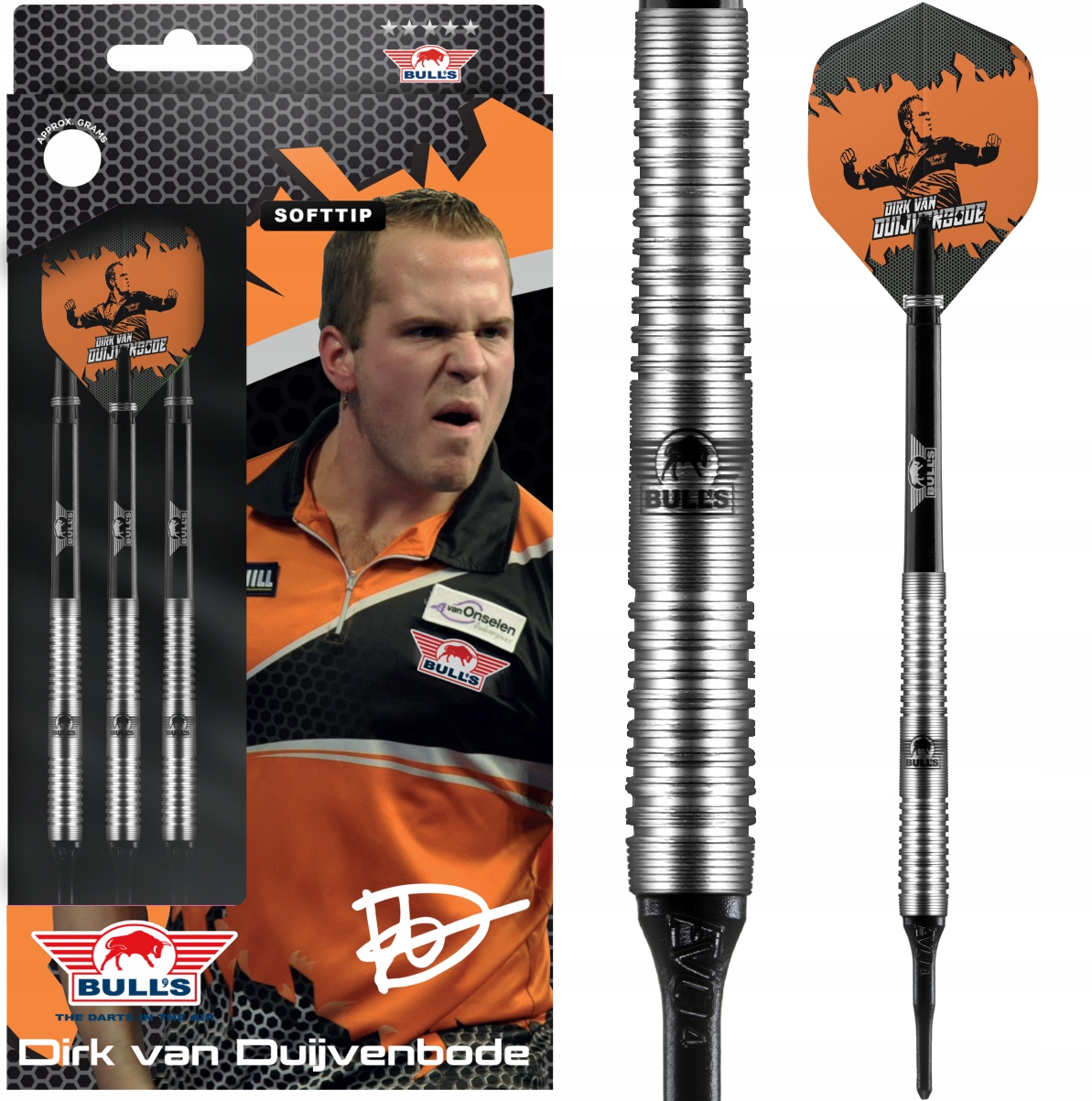 Lotki Rzutki Dart Bulls Nl Dirk van Duijvenbode 90% Wolfram 18g Soft Tip