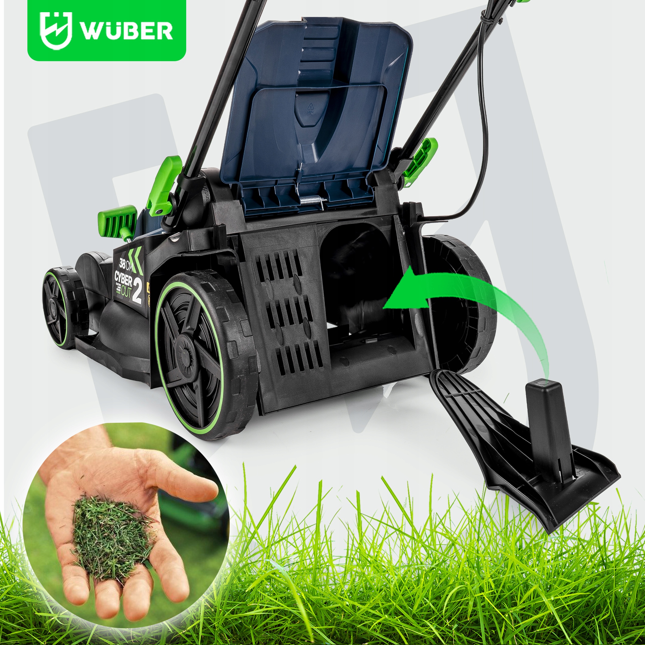 KOSIARKA ELEKTRYCZNA LEKKA MOCNA DO TRAWY Z REGULACJĄ DUŻY KOSZ WUBER Waga narzędzia 13.6 kg
