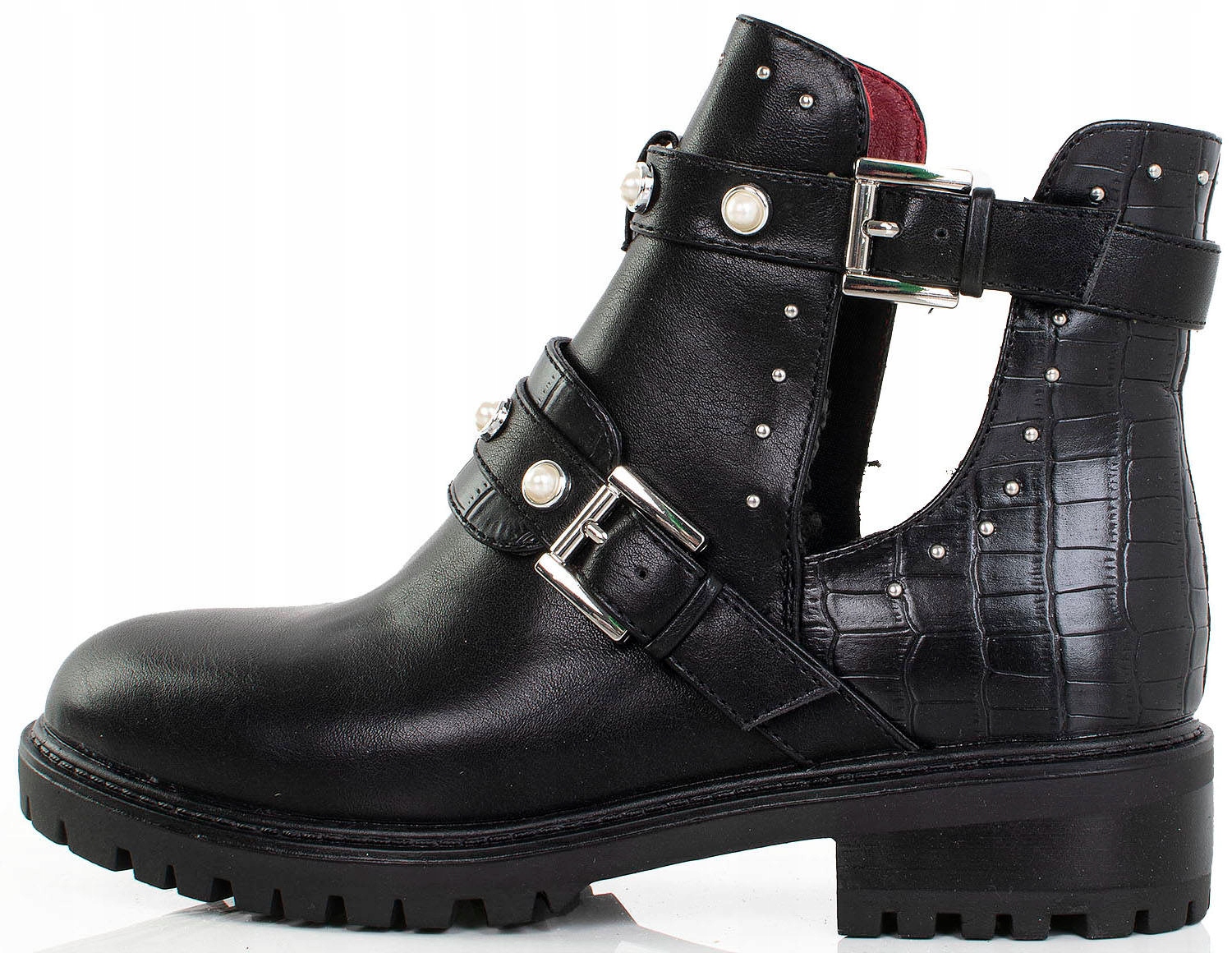 7204 CZARNE SKÓRZANE BOTKI SZTYBLETY WYCIĘCIA 41 Marka inna