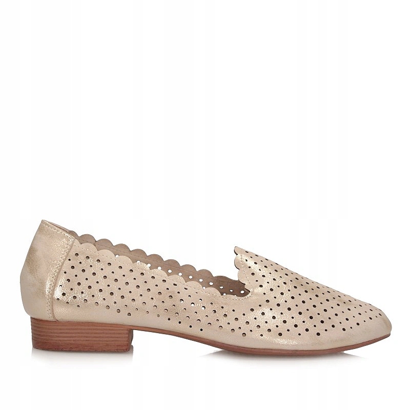 Dámské polobotky M. Daszyński OL50-2 Gold zlaté, děrované, nazouvací, kožené