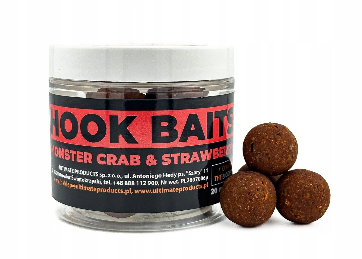 Kulki haczykowe Ultimate Monter Crab Strawberry Hookbaits 20mm 100g