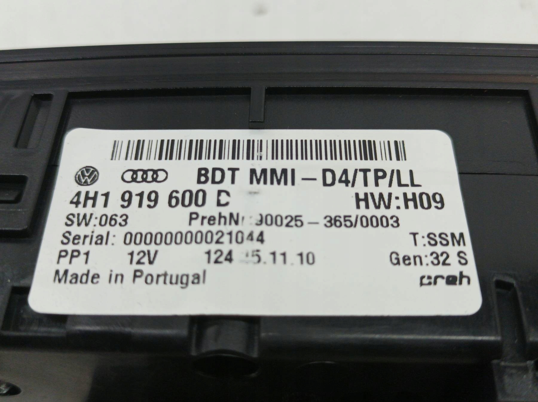 control panel RADIA 4H1919600D Audi A8 III (2010- ) D4