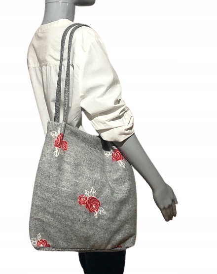 TORBA WOREK TOREBKA SZHOPERKA FLAUSZ KWIATY