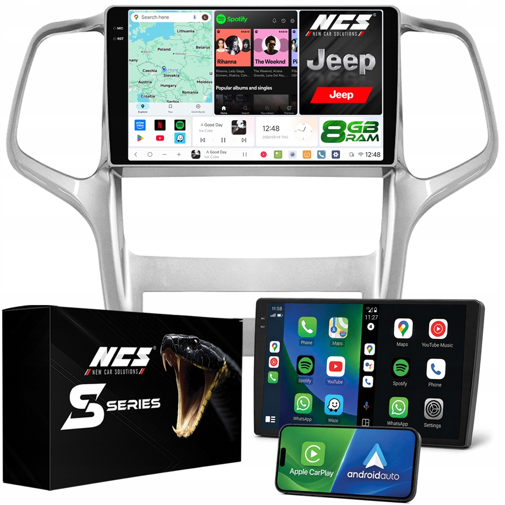 Rádio Navigace Ncs DS9 Jeep Grand Cherokee 2010-2013 Android 8GB Lte 9″