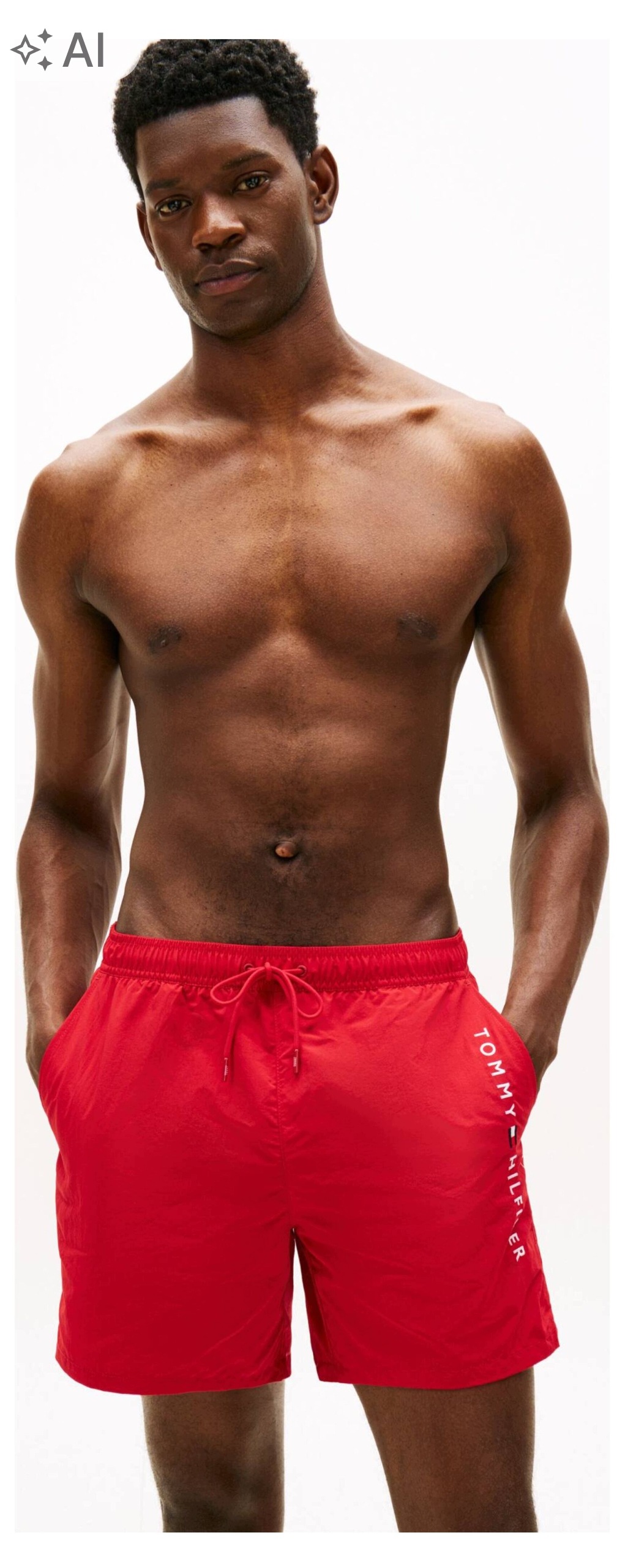 Tommy Hilfiger Červené Pánské Plavky S Zadní Kapsou 7G