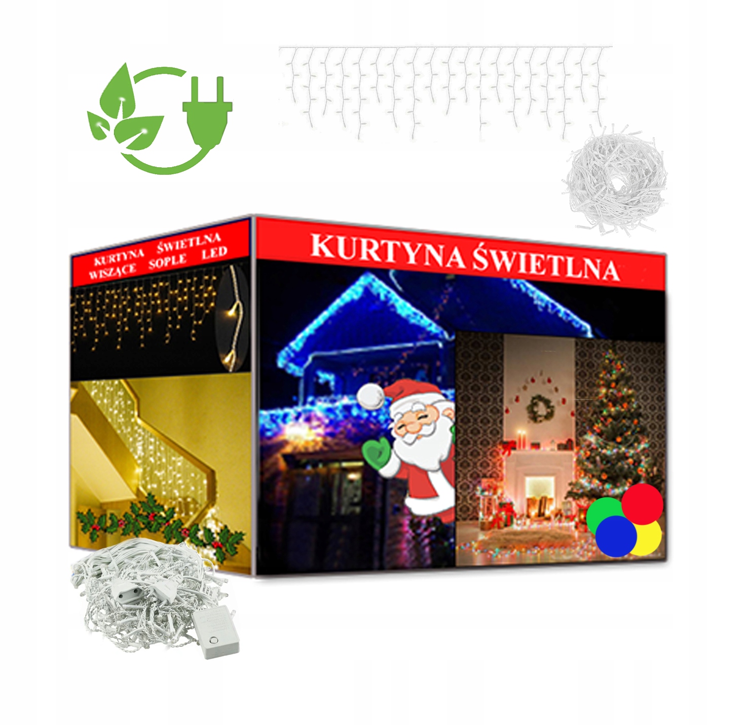 Světelný Závěs Rampouchy 500 Led Lampičky Vícebarevné Vánoční Ozdoby
