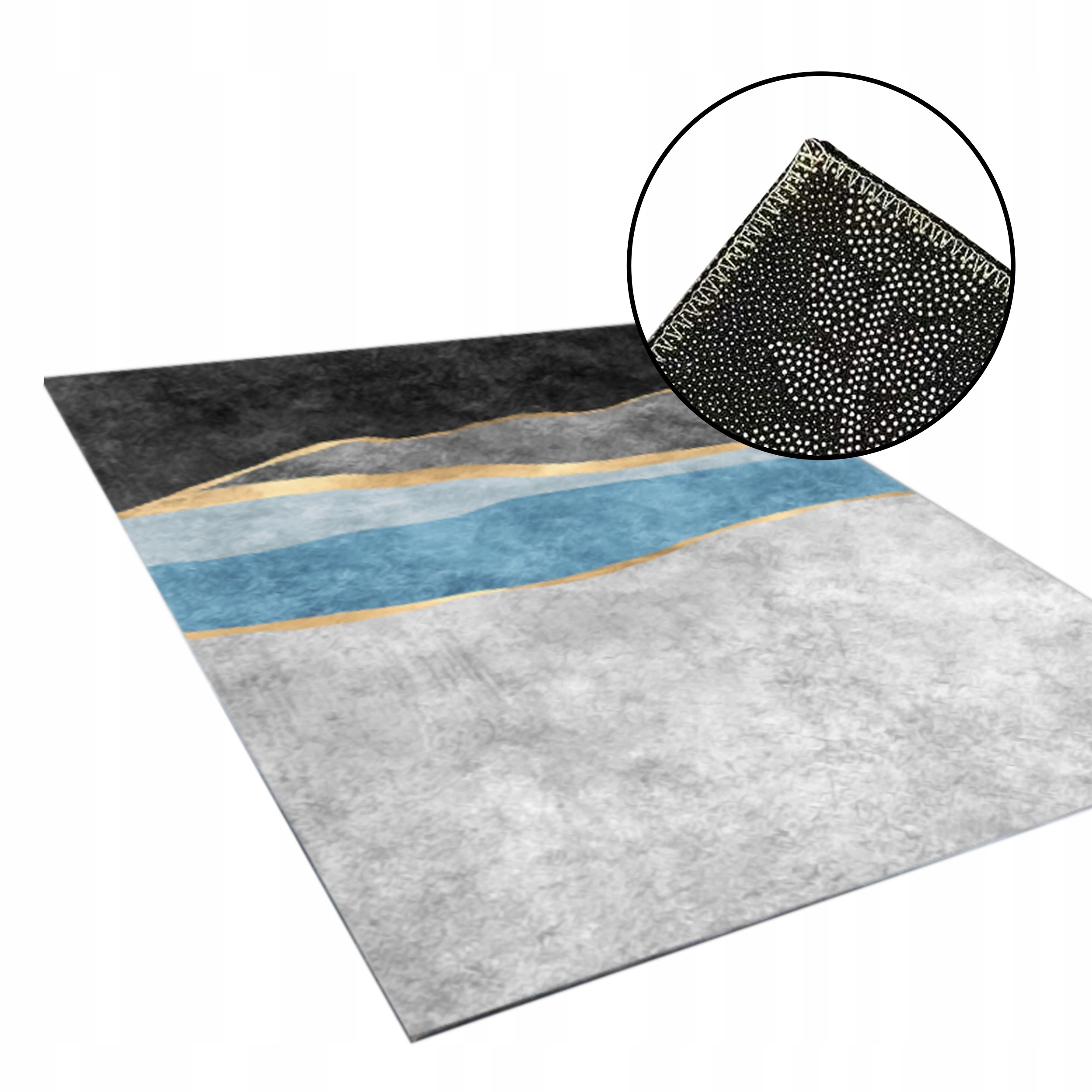 Koberec Do Obývacího Pokoje 160x220 CM Šedý Černý Modrý Moderní Geometrický