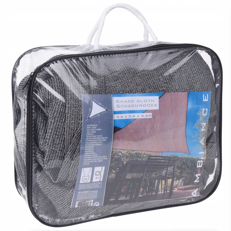 Żagiel Przeciwsłoneczny Trójkątny 3,6 M Poliester Szary