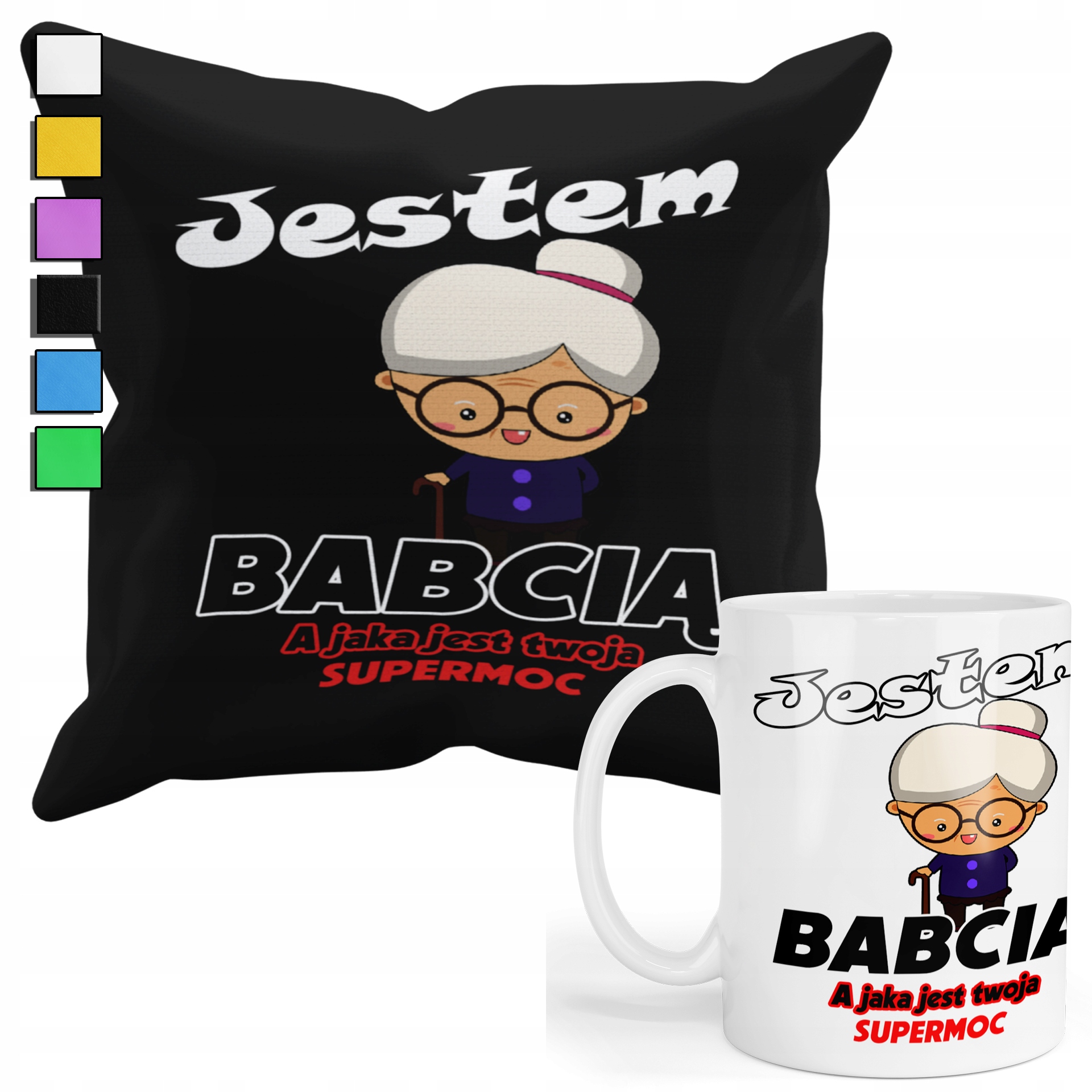 Sada Hrnek Polštář S Povlakem Na Polštář Dárek Pro Babičku, K Dni Babičky Jméno