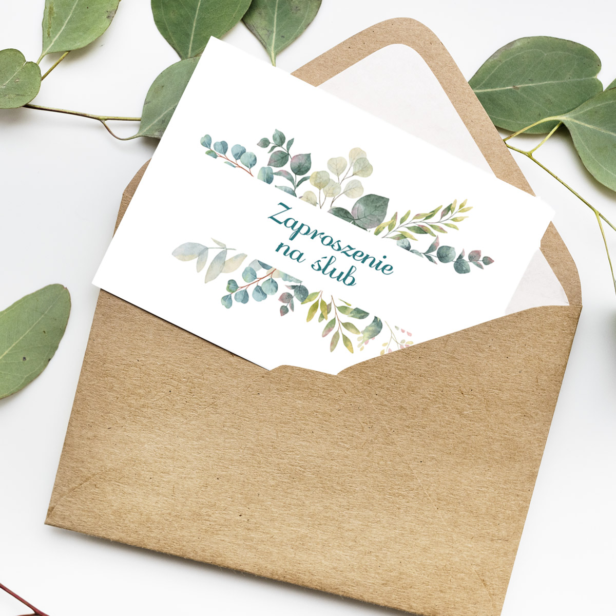 Rustykalne zaproszenia ślubne - gałązki EAN (GTIN) 5906146768802