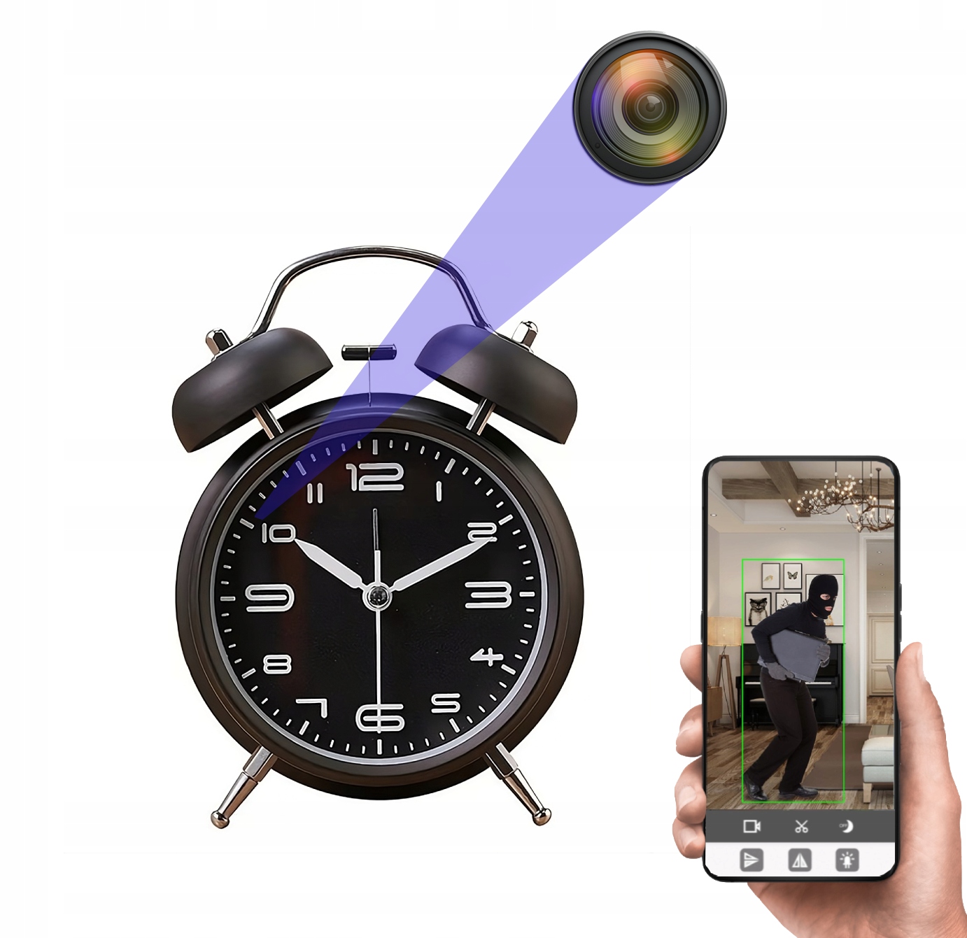 Skrytá Špionážna Kamera Hodiny Budík Wifi MKC63 Špionážna