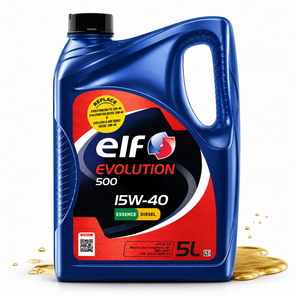Motorový olej Elf Evolution 15W40 5L 500 Ts Benzín Diesel A3/B3 Sl/cf