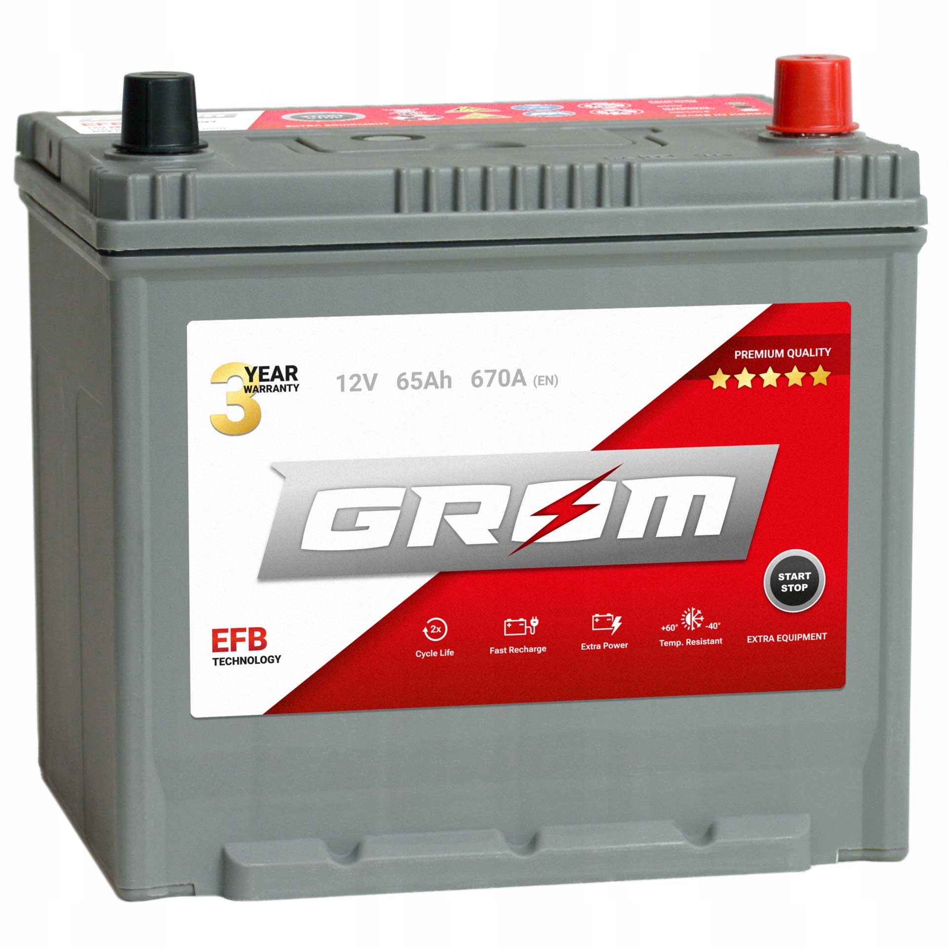Akumulator GROM EFB START&STOP 65Ah 670A Japan Prawy Plus DTR