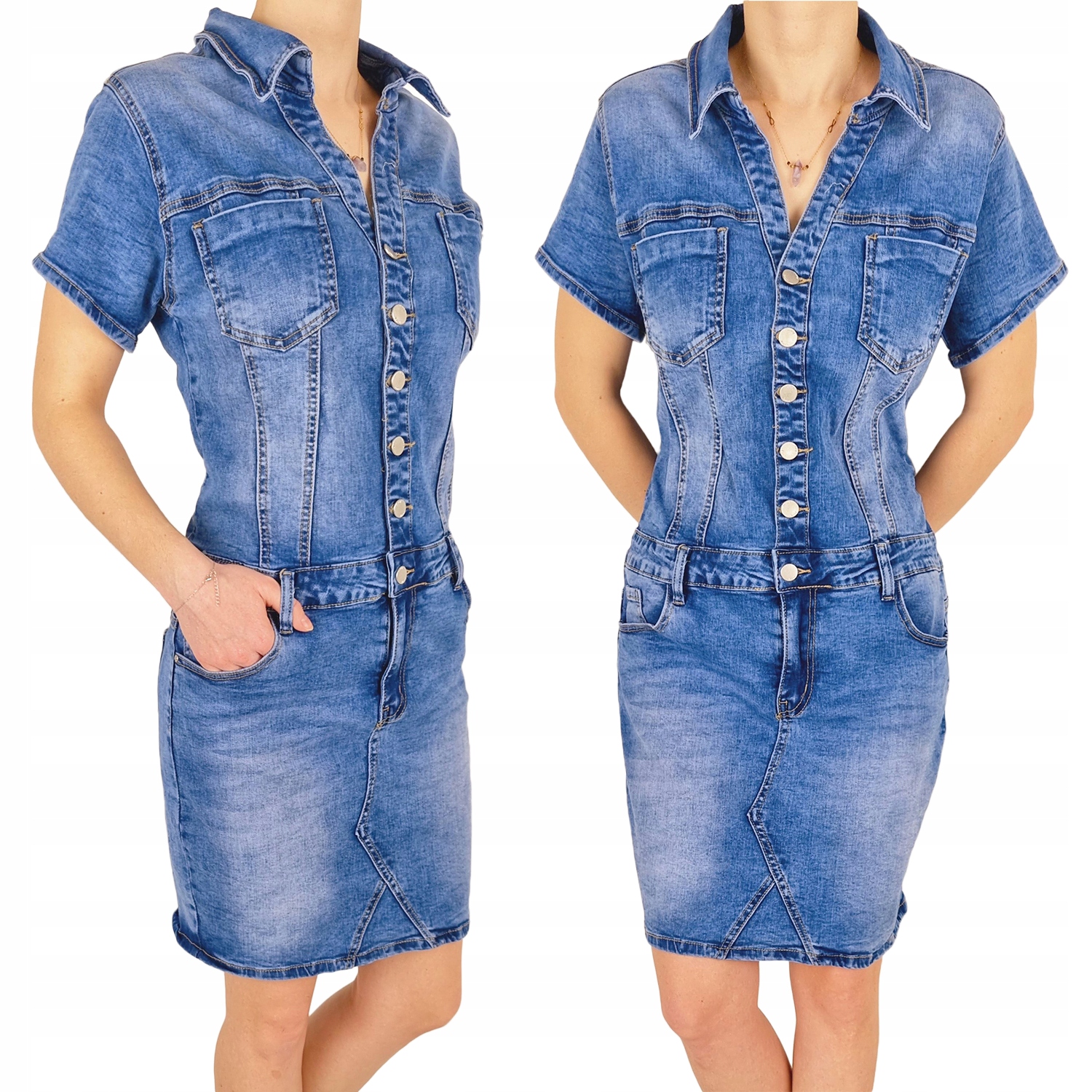 Dámské Šaty S Knoflíky, Krátké, velikost Plus